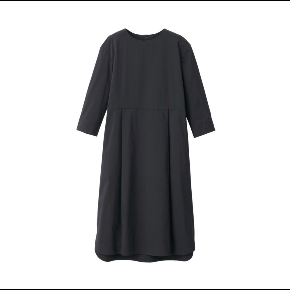 MUJI COTTON MIX STRETCH CREW NECK DRESS (BLACK/M)